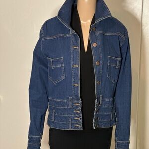 NYDJ Dark Blue Jean Jacket with Button Accents